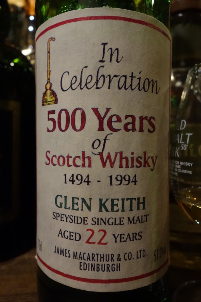 グレンキース GLENKEITH 22yo JAMES MACARTHUR'S In Celebration 500 Years of Scotch Whisky
