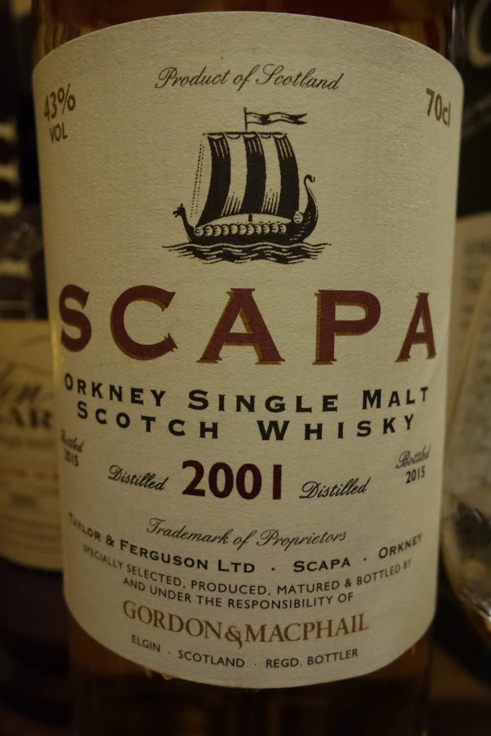 スキャパ SCAPA 2001-2015 GM Distillery Labels